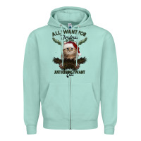 Seafoam All I Want For Christmas Is You Just Kidding I Want Cats Zipper Hoodie - Bettercallsaul
