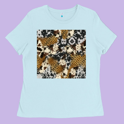 Cowhide Leopard Seamless Pattern Ladies Tee Designed By Hra Design Shop