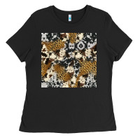 Black cowhide leopard seamless pattern Ladies Tee - HRA Design Shop