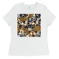 White cowhide leopard seamless pattern Ladies Tee - HRA Design Shop