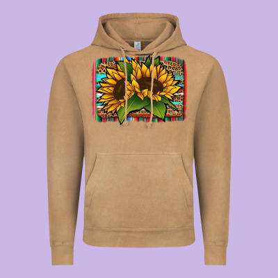 Sunflower With Serape Background Vintage Hoodie Designed By Jasminsmagicworld