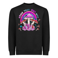 Black grow your own way crystal and mushroom Heavyweight Sweatshirt - MaliasSmallBusiness