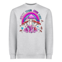 Heather Grey grow your own way crystal and mushroom Heavyweight Sweatshirt - MaliasSmallBusiness