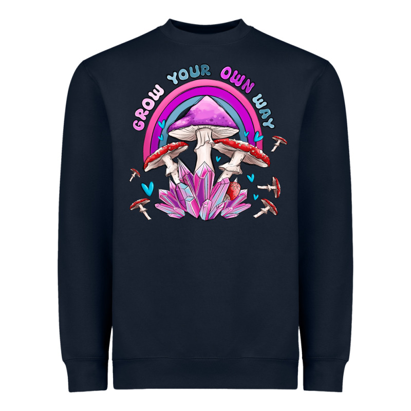 Grow Your Own Way Crystal And Mushroom Heavyweight Sweatshirt by MaliasSmallBusiness | Teevron