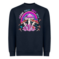 Navy grow your own way crystal and mushroom Heavyweight Sweatshirt - MaliasSmallBusiness