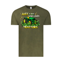 Vintage Olive just a boy who loves tractors Vintage Tee - JahusDesignShop
