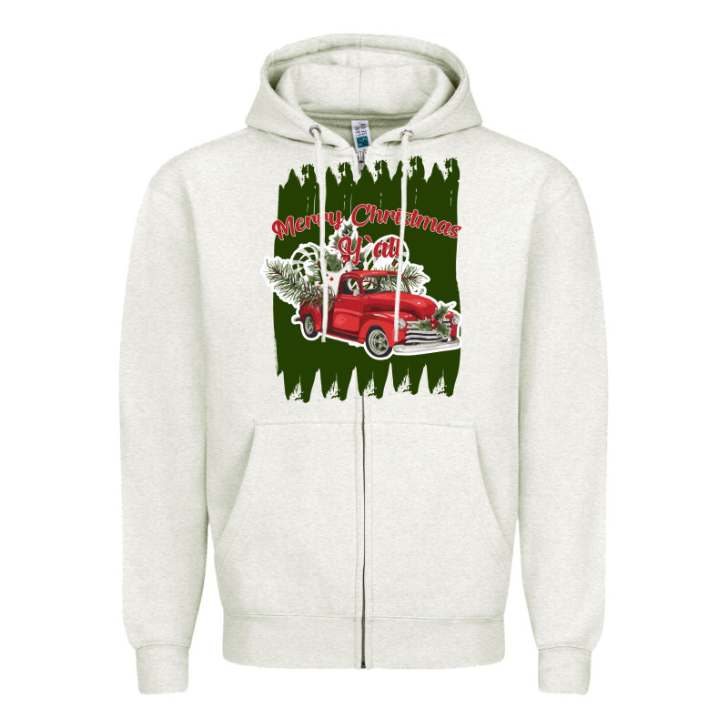 Merry Christmas Y'all Truck Zipper Hoodie by Bettercallsaul | Teevron