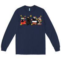 Navy christmas cats Long Sleeve Tee - MaliasSmallBusiness