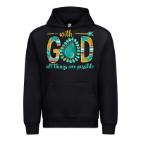 Black with god all things are possible with turquoise gemstone bbs Urban Hoodie - BundleAndBundleShop