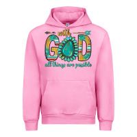 Fuchsia Pink with god all things are possible with turquoise gemstone bbs Urban Hoodie - BundleAndBundleShop