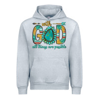 Heather Grey with god all things are possible with turquoise gemstone bbs Urban Hoodie - BundleAndBundleShop