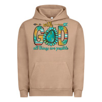 Pigment Burro with god all things are possible with turquoise gemstone bbs Urban Hoodie - BundleAndBundleShop
