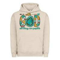 Pigment French Oak with god all things are possible with turquoise gemstone bbs Urban Hoodie - BundleAndBundleShop