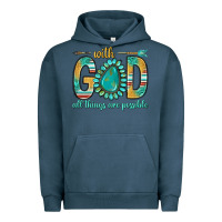 Pigment Midnight Navy with god all things are possible with turquoise gemstone bbs Urban Hoodie - BundleAndBundleShop