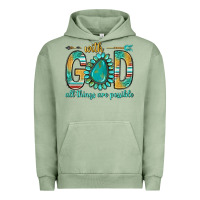 Pigment Oil Green with god all things are possible with turquoise gemstone bbs Urban Hoodie - BundleAndBundleShop