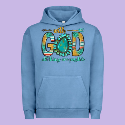 With God All Things Are Possible With Turquoise Gemstone Bbs Urban Hoodie Designed By Bundleandbundleshop