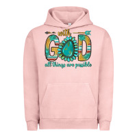 Pigment Salmon with god all things are possible with turquoise gemstone bbs Urban Hoodie - BundleAndBundleShop