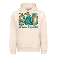 Sandshell with god all things are possible with turquoise gemstone bbs Urban Hoodie - BundleAndBundleShop