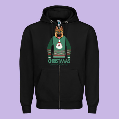 German Shepherd Dog Christmas Zipper Hoodie Designed By Bettercallsaul