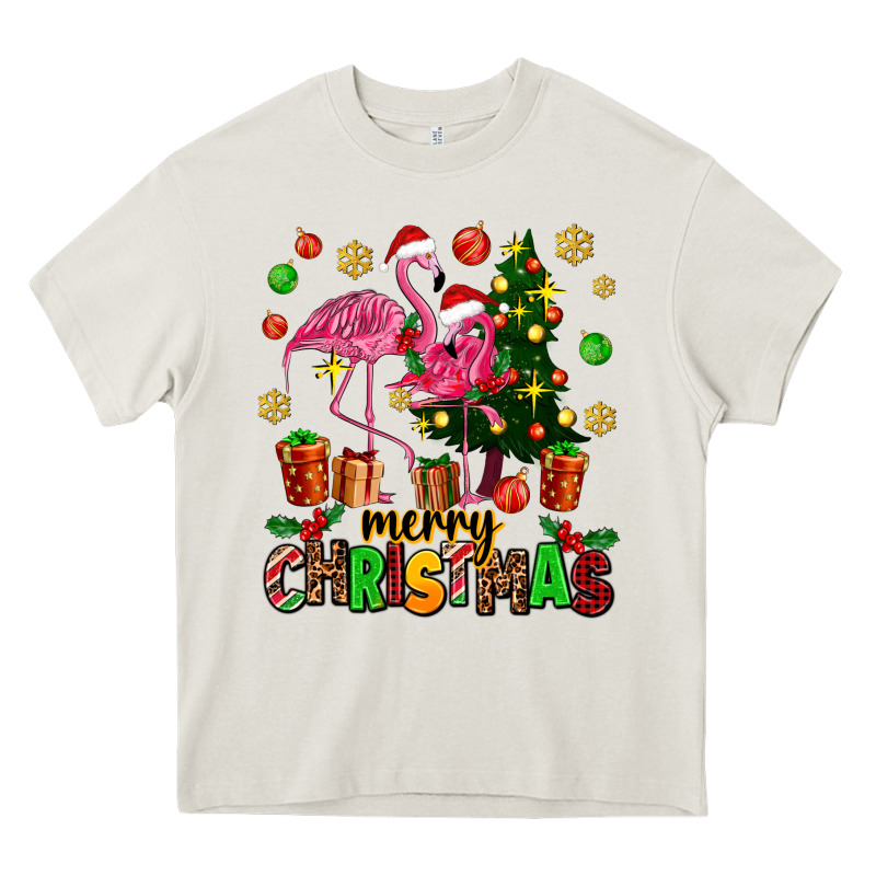 Flamingo Merry Christmas Heavy Core Tee by AdoDesignShop | Teevron