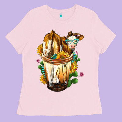Simmental Cow Bobba Cup Ladies Tee Designed By Fadigitalartstudio