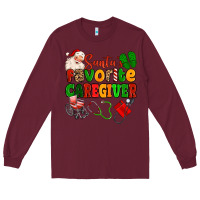 Burgundy santas favorite caregiver Long Sleeve Tee - MaliasSmallBusiness