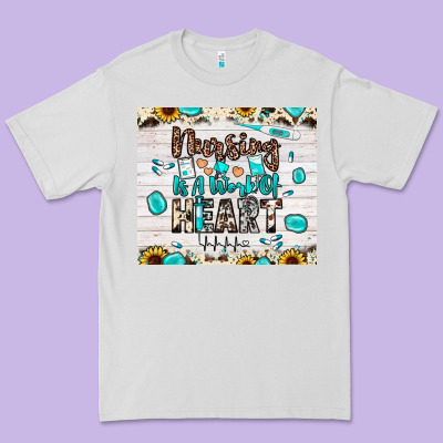 Nursing Is A Work Of Heart Premium Tee Designed By Jahusdesignshop