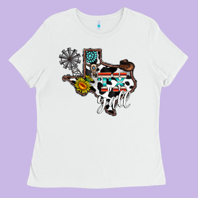 Tx Yall Western Ladies Tee Designed By Cowhidedigitalart