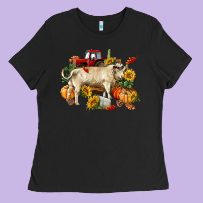 Fall Charolais Bull Ladies Tee Designed By Ranaportraitstore