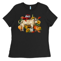 Black Fall charolais bull Ladies Tee - RanaPortraitStore