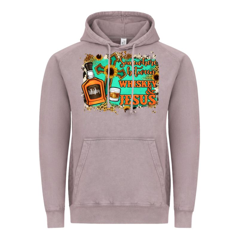 Somewhere Between Whiskey And Jesus Vintage Hoodie by Jasminsmagicworld | Teevron