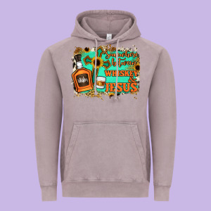 Somewhere Between Whiskey And Jesus Vintage Hoodie Designed By Jasminsmagicworld