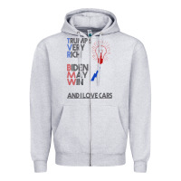Heather Grey trump biden cars Zipper Hoodie - Bettercallsaul
