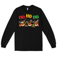 Black ho ho ho reindeer Long Sleeve Tee - MaliasSmallBusiness