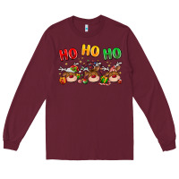 Burgundy ho ho ho reindeer Long Sleeve Tee - MaliasSmallBusiness