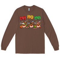 Chestnut ho ho ho reindeer Long Sleeve Tee - MaliasSmallBusiness