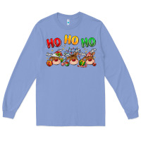 Colony Blue ho ho ho reindeer Long Sleeve Tee - MaliasSmallBusiness