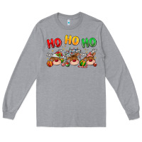 Heather Grey ho ho ho reindeer Long Sleeve Tee - MaliasSmallBusiness