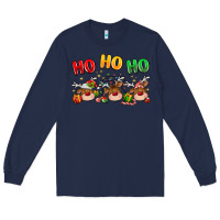 Navy ho ho ho reindeer Long Sleeve Tee - MaliasSmallBusiness