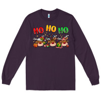 Plum ho ho ho reindeer Long Sleeve Tee - MaliasSmallBusiness