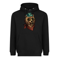 Black Bear cowboy bandana glasses Heavyweight Hoodie - HowdyJamesFarm