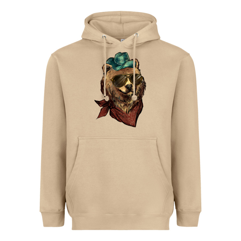 Bear Cowboy Bandana Glasses Heavyweight Hoodie by HowdyJamesFarm | Teevron