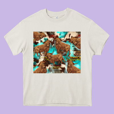 Astec Cowhide Highlands Cow Heavy Core Tee Designed By Barkaloodesign
