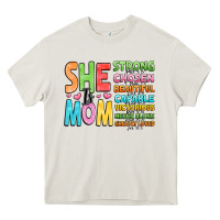 Cream she is mom Heavy Core Tee - JahusDesignShop