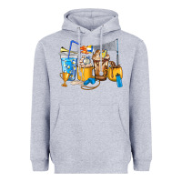 Heather Grey Volleyball coffee cups Heavyweight Hoodie - HowdyJamesFarm