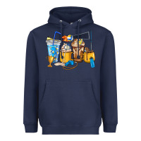Navy Volleyball coffee cups Heavyweight Hoodie - HowdyJamesFarm