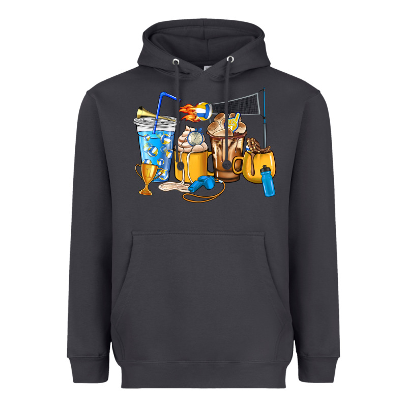 Volleyball Coffee Cups Heavyweight Hoodie by HowdyJamesFarm | Teevron
