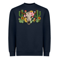 Navy bull skull with cactus Heavyweight Sweatshirt - MaliasSmallBusiness