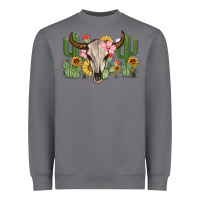 Bull Skull With Cactus Heavyweight Sweatshirt | Teevron
