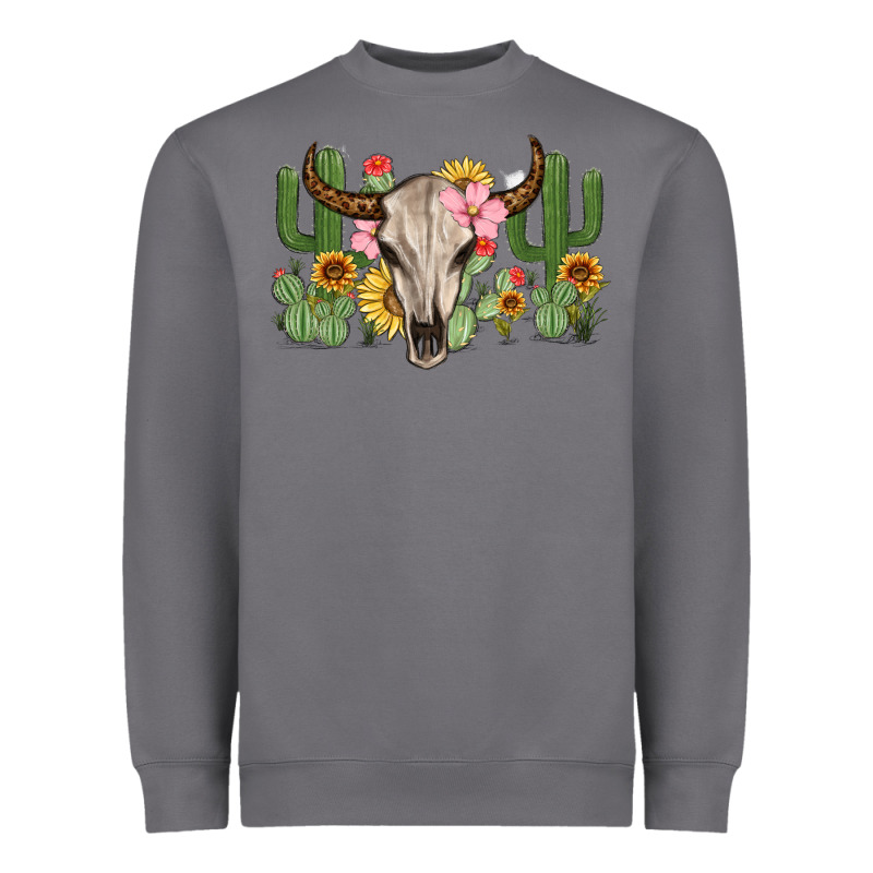 Bull Skull With Cactus Heavyweight Sweatshirt by MaliasSmallBusiness | Teevron